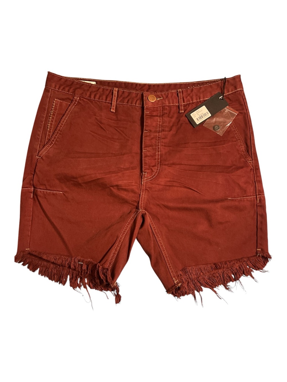 One Teaspoon Mr. Pinks Man X Men's Distressed Denim Cutoff Shorts 36 Bordeaux